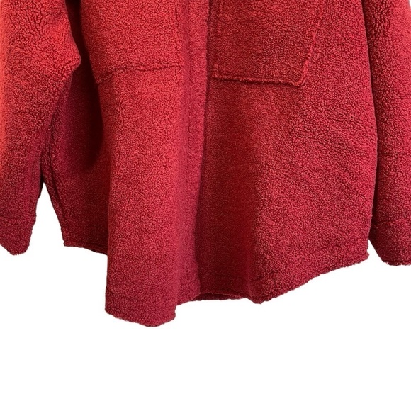 Good American Sueded Fleece Cotton Shacket in Team Cardinal Gorpcore 2XL/3XL NWT - Picture 7 of 15